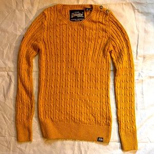 Yellow Superdry Croyde Cableknit Pullover Women’s Small